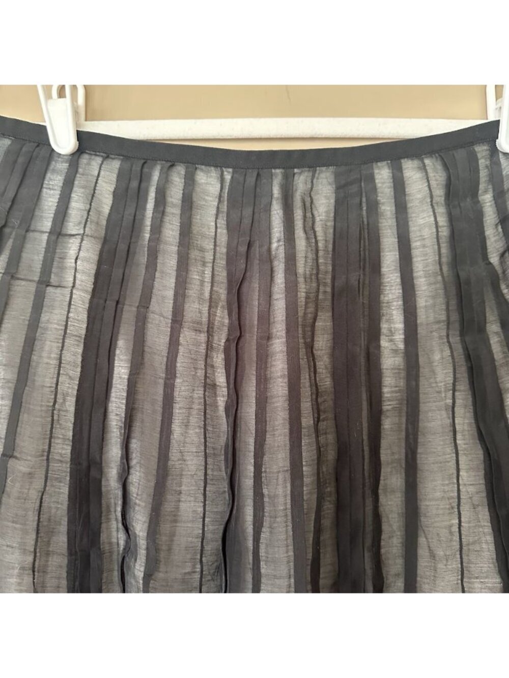 Nic & Zoe Black Pleated Midi Skirt 8 Dark Fairy Academia Aline Sheer Overlay - Picture 3 of 9